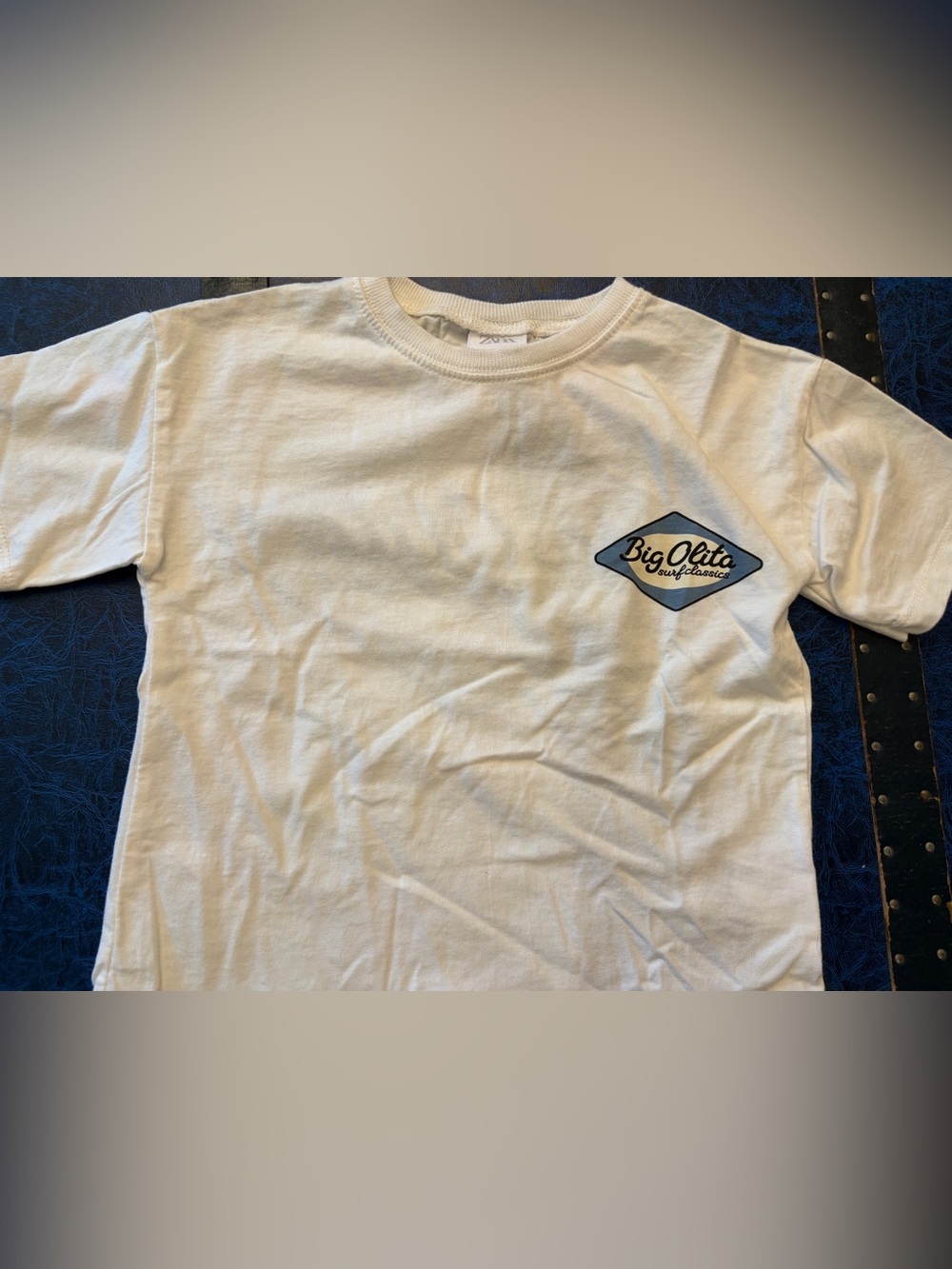 Zara White Short Sleeve Tee with Navy Chest Logo